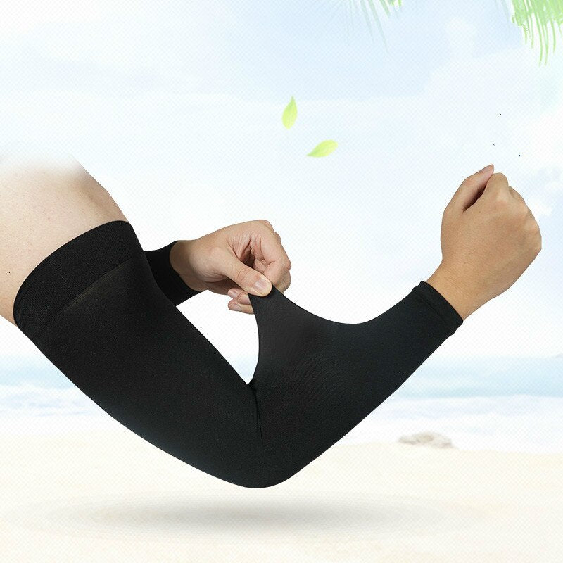 2Pcs Ice Fabric Breathable Arm Sleeve Cycling Running Bicycle Sunscreen UV Protection Elbow Pads Sport Fitness Outdoor Arm Cover