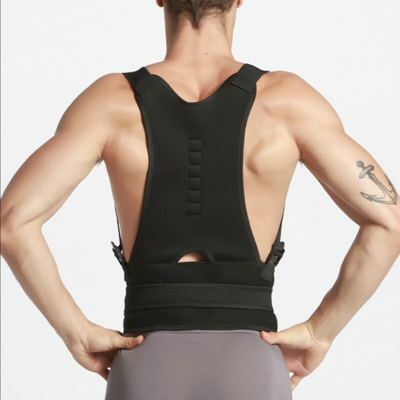 Back Brace Support Posture Corrector with Spine Adjustable Lumbar Shoulder Support Strap for Pain Relief Men Women Straightener