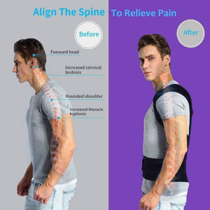 Back Brace Support Posture Corrector with Spine Adjustable Lumbar Shoulder Support Strap for Pain Relief Men Women Straightener