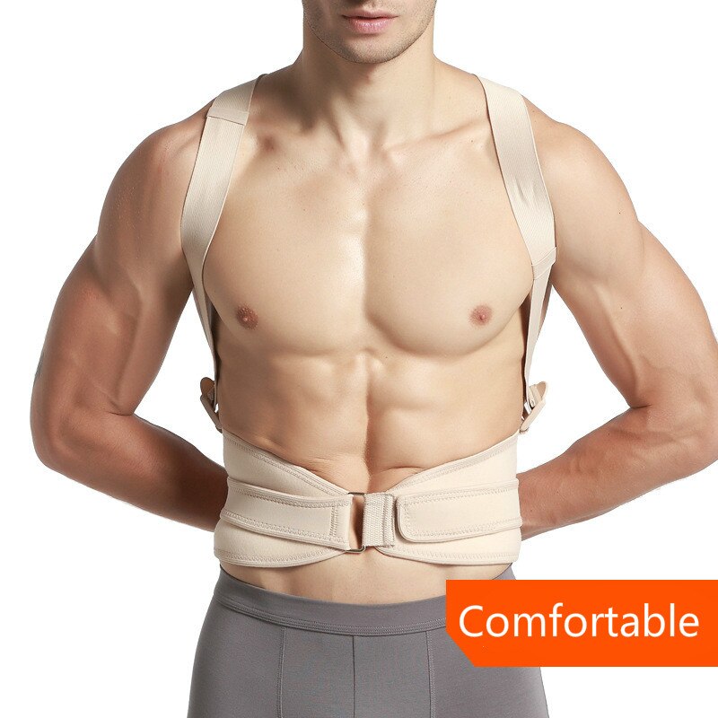 Back Brace Support Posture Corrector with Spine Adjustable Lumbar Shoulder Support Strap for Pain Relief Men Women Straightener