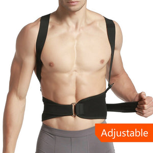 Back Brace Support Posture Corrector with Spine Adjustable Lumbar Shoulder Support Strap for Pain Relief Men Women Straightener