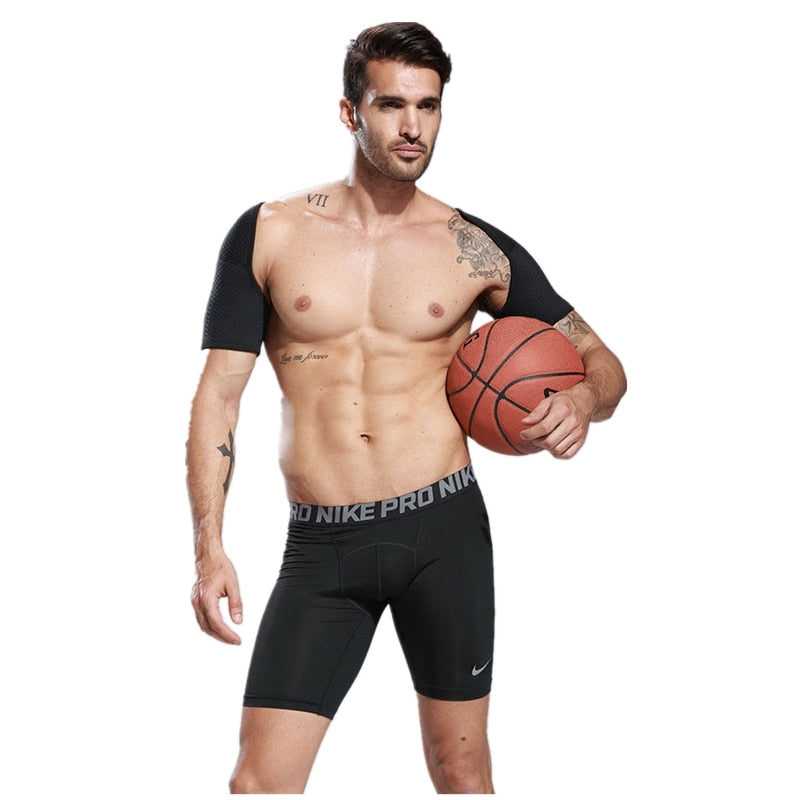 Double Shoulder Support Sports Back Shoulder Brace Protector Strap Breathable Shoulder Pad Wrap Belt Band for Pain Relief Gym