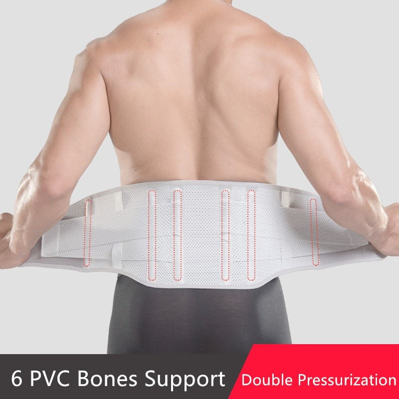 Gym Lumbar Belt Orthopedic Back Waist Support Brace Fitness Protection For Men Women Sport Safety Belt With PVC Bone Breathable