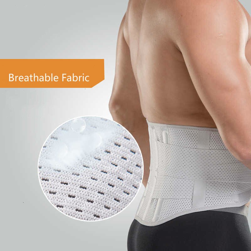 Gym Lumbar Belt Orthopedic Back Waist Support Brace Fitness Protection For Men Women Sport Safety Belt With PVC Bone Breathable