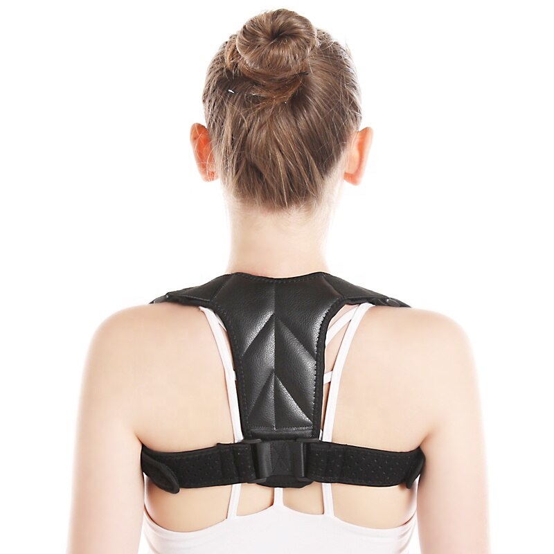 Leather Back Support Belt Spine Posture Corrector Brace Humpback Shoulder Belt Back Posture Correction Men Women Pain Relief