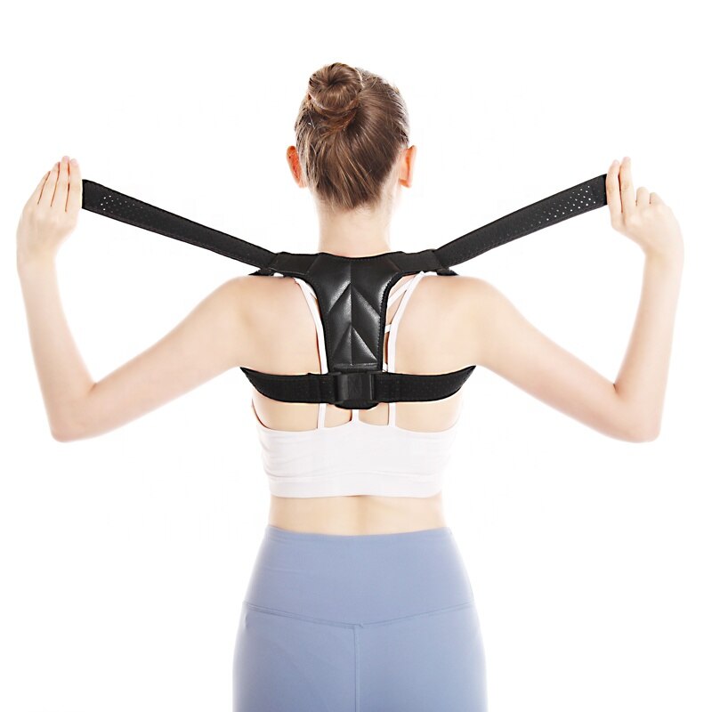 Leather Back Support Belt Spine Posture Corrector Brace Humpback Shoulder Belt Back Posture Correction Men Women Pain Relief