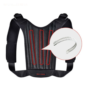 Leather Back Support Spine Posture Corrector 3 Springs Support Shoulder Back Brace Belt Adjustable Spining Straight Strap Unisex
