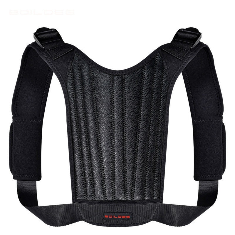 Leather Back Support Spine Posture Corrector 3 Springs Support Shoulder Back Brace Belt Adjustable Spining Straight Strap Unisex