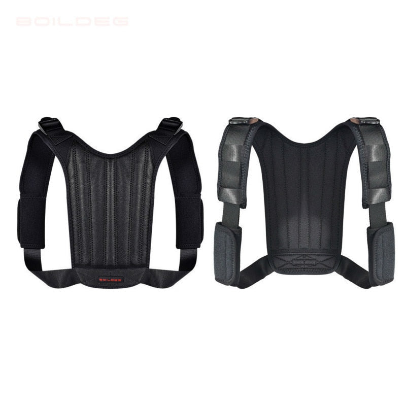 Leather Back Support Spine Posture Corrector 3 Springs Support Shoulder Back Brace Belt Adjustable Spining Straight Strap Unisex