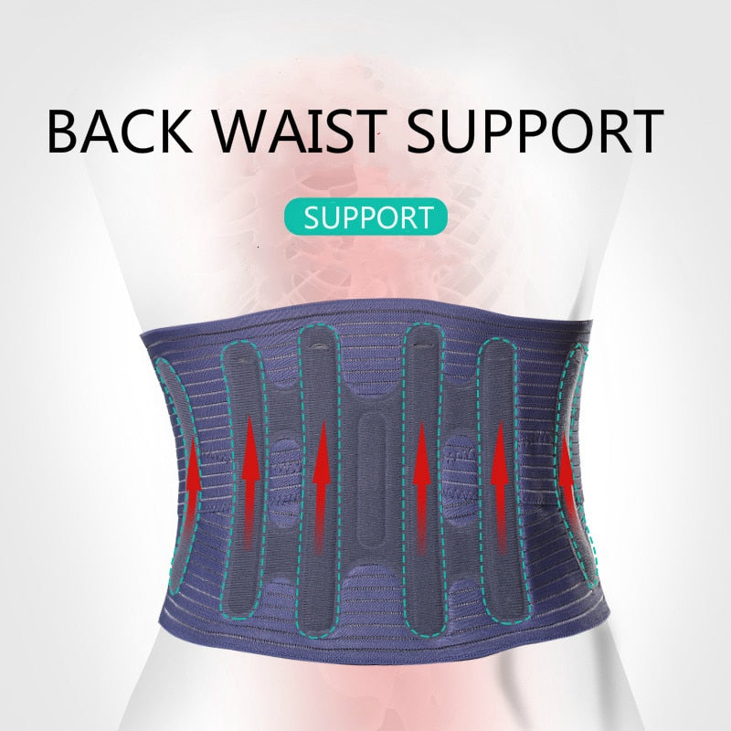 Lower Back Support Brace Lumbar Waist Belt Back Pain Relief Gym Fitness Waist Compression Belt Men Women Spine Support Protector