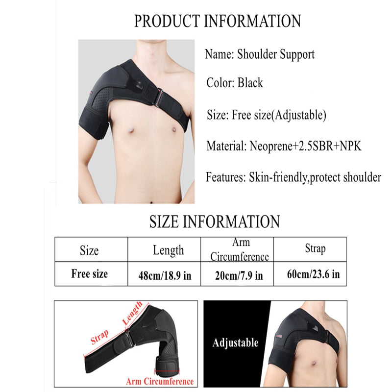 Single Shoulder Brace Sports Adjustable Shoulder Support Protector Neoprene Dislocated Shoulder Strap Pain Relief Pad Wrap Guard