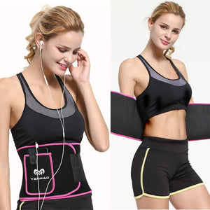 Sport Sweat Belt with Phone Pocket Tummy Stomach Lumbar Sweat Wrap Waist Trimmer Trainer Girdle Slimming Body Shaper Belt