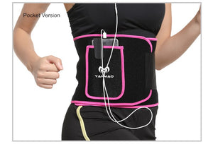 Sport Sweat Belt with Phone Pocket Tummy Stomach Lumbar Sweat Wrap Waist Trimmer Trainer Girdle Slimming Body Shaper Belt