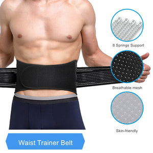 Unisex Waist Trimmer Gym Sports Fitness Lumbar Belt Brace 8 Stable Splints Support with 4 Adjustable Straps Weight Loss Shaper