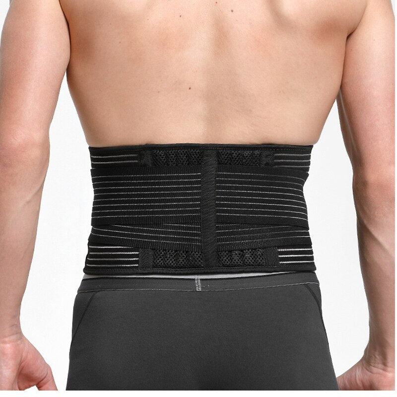 Unisex Waist Trimmer Gym Sports Fitness Lumbar Belt Brace 8 Stable Splints Support with 4 Adjustable Straps Weight Loss Shaper