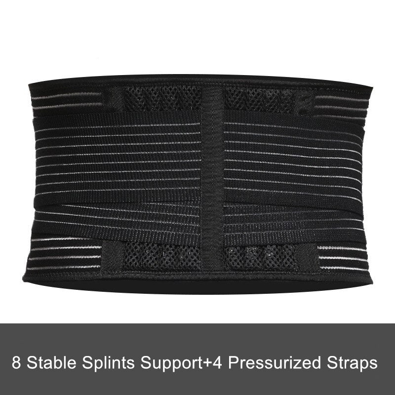 Unisex Waist Trimmer Gym Sports Fitness Lumbar Belt Brace 8 Stable Splints Support with 4 Adjustable Straps Weight Loss Shaper